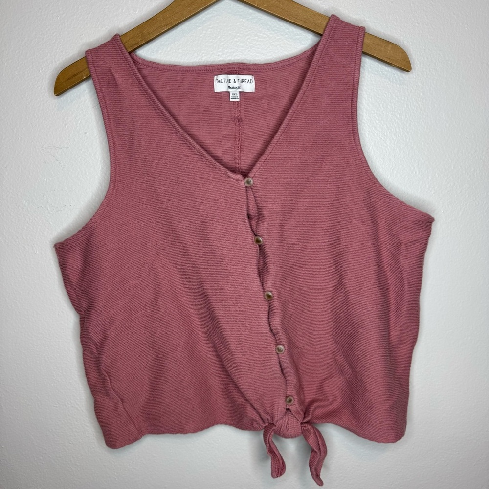 Madewell Texture & Thread Button-Front Tie Tank Top In Blush Pink - Picture 3 of 10
